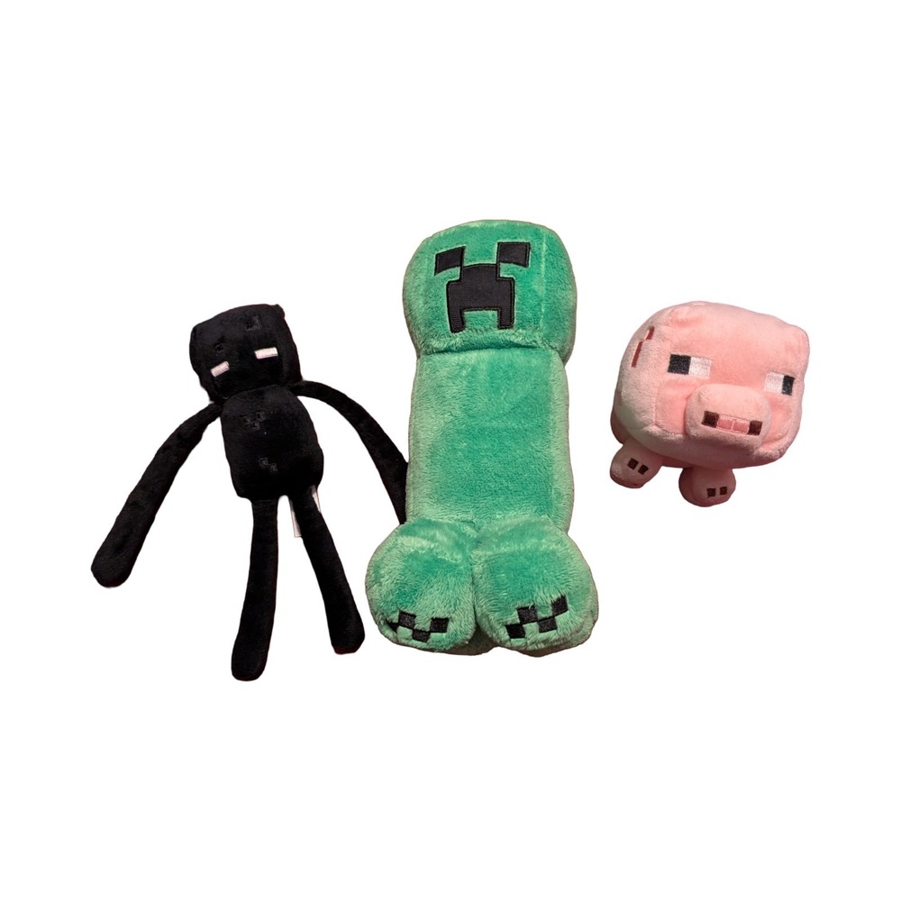 Minecraft Plush Lot Of 3 Creeper Pig Enderman‎